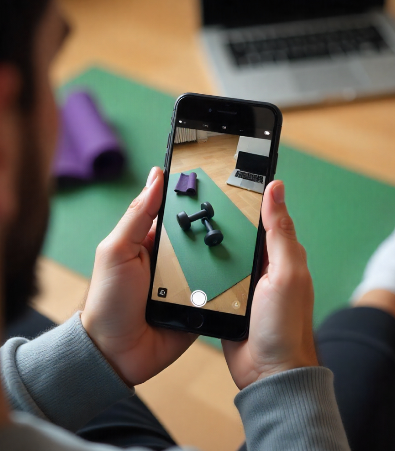 Photo of fitness coach on phone